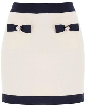 Self-Portrait Bow-Detailed Mini Skirt - Blue
