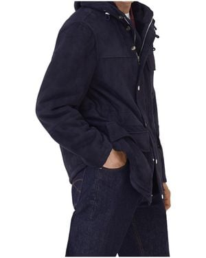 Brunello Cucinelli Zip-Up Hooded Jacket - Blue