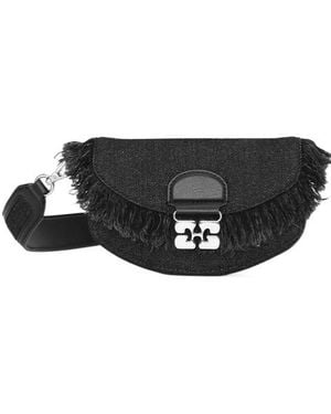 Ganni Apo G Logo Plaque Mini Shoulder Bag - Black
