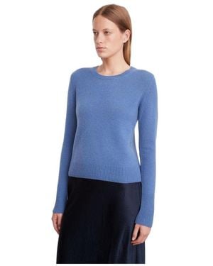 Vince Long-Sleeved Knitted Crewneck Sweater - Blue