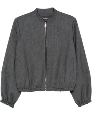Fabiana Filippi Elasticated-Hem Zip-Up Jacket - Grey