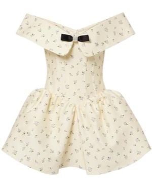 ShuShu/Tong Floral Off-Shoulder Cotton And Silk Corset Dress - Natural