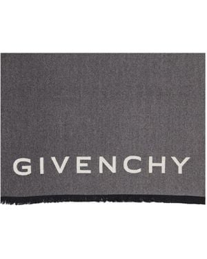Givenchy Logo Intarsia Fringed Scarf - Grey