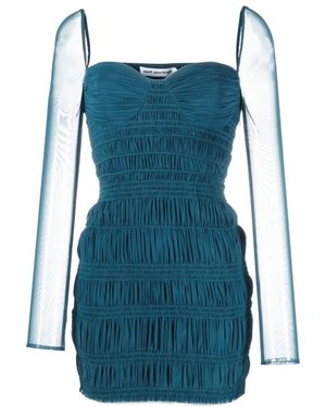Self-Portrait Shirred Powermesh Mini Dress - Blue
