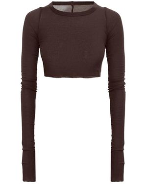 Rick Owens Ribbed Cropped Top - Brown