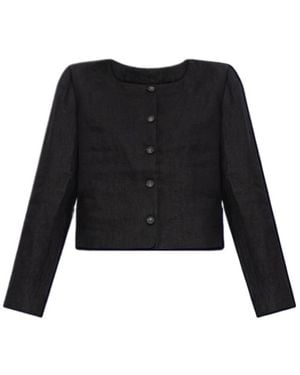 Posse Emma Button-Front Linen Jacket - Black