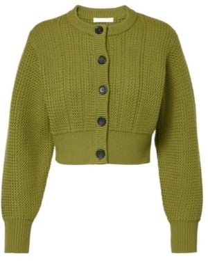 Emilia Wickstead Albert Cropped Wool Cardigan - Green