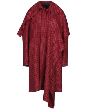 Balenciaga Houndstooth Long Coat - Red