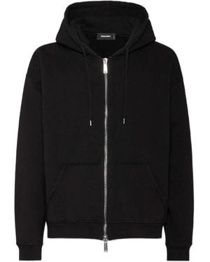 DSquared² Relax Fit Zipped Hoodie - Black