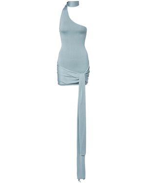 AYA MUSE Scarf-Detail Silk-Blend Jersey Minidress - Blue