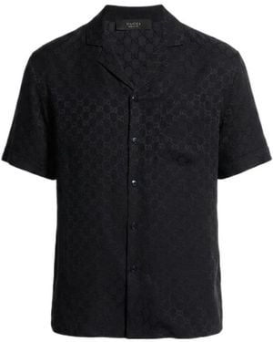Gucci Gg Silk Jacquard Bowling Shirt - Black
