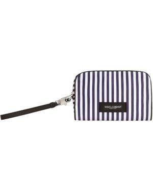 Dolce & Gabbana Logo Patch Striped Poplin Tote Bag - White