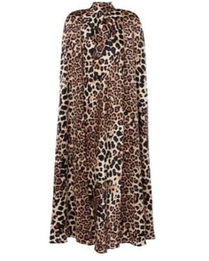 Rodarte Leopard-Print Caped Silk Charmeuse Gown - Brown