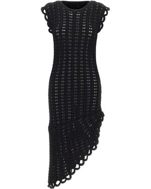 Loulou de Saison Malena Ruffled Crochet Midi Dress - Black