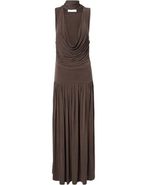 AYA MUSE Alyve Draped Halterneck Maxi Dress - Brown