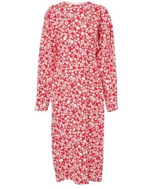 Marni Enver Satin Midi Dress - Red