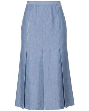 Marni Minimalist Solid-Color A-Line Skirt - Blue