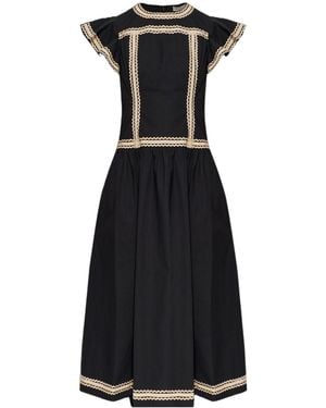 Ulla Johnson Ruffled-Trim Midi Dress - Black