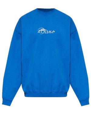 Vetements Slogan-Embroidered Sweatshirt - Blue
