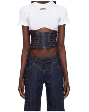 Jean Paul Gaultier 'The Lace-Up Denim Cincher' Corset - Blue