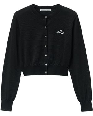T By Alexander Wang Cropped Athletic Mesh Cardigan - Black