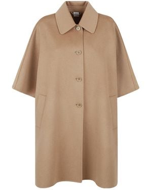 Aspesi Armholes Straight Hem Cape - Natural