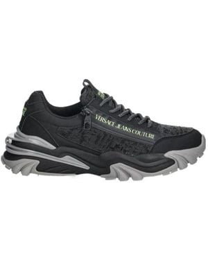 Versace Jeans Couture Textured Logo-Detailed Trainers - Black