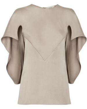 Fendi Cape-Style Sleeved Cut-Out Detailed Blouse - Natural