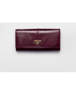 Prada Large Leather Wallet - Purple