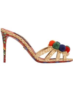 Dolce & Gabbana Embroidered Slip-On Mules - Brown