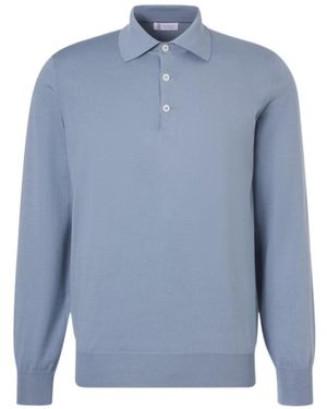 Brunello Cucinelli Cotton Polo Jumper - Blue