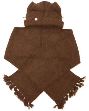 charlesjeffreyloverboy Thick Ear Scarf And Hat - Brown