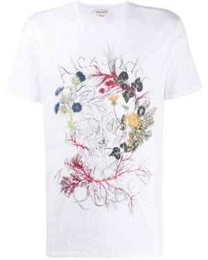 McQueen Botanical Logo Print T-Shirt - White