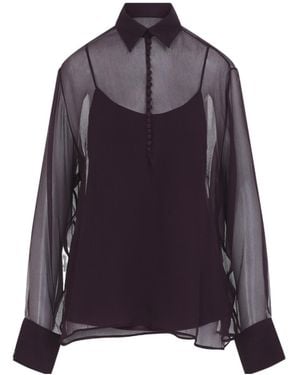 Ermanno Scervino Sheer Button-Front Top - Purple