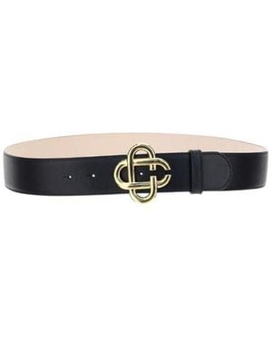 CASABLANCA Logo Plaque Buckle Belt - White