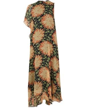 Loewe Floral Print Flowing Dress - Metallic