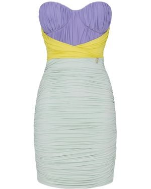 Elisabetta Franchi Tricolor Draped Jersey Mini Dress - Blue