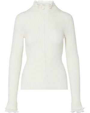Liu Jo Ruffled High Neck Knitted Top - White