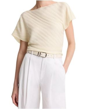 Vince Diagonal Pleated Top - White