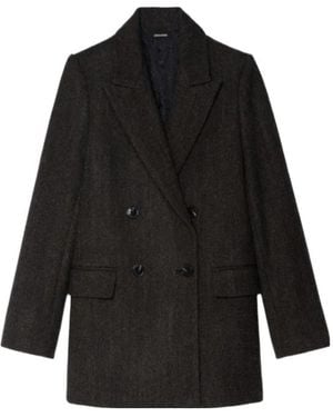 Zadig & Voltaire Herringbone Double-Breasted Coat - Black