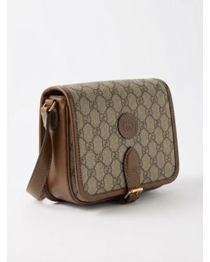 Gucci Gg Supreme Fabric Crossbody Bag - Brown