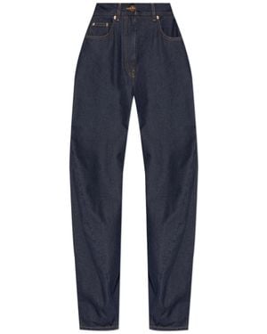 Versace Logo-Patch Wide Leg Jeans - Blue