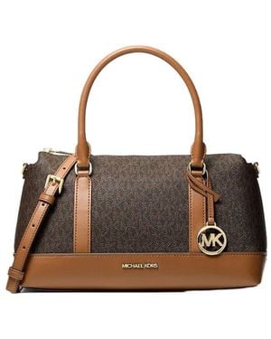 MICHAEL Michael Kors Andie Medium Signature Logo Satchel Bag - Brown