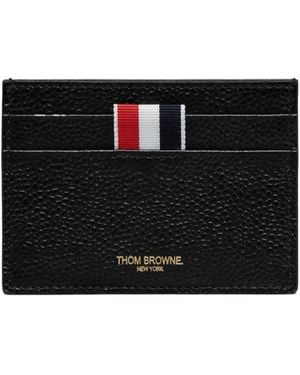 Thom Browne Embroidered Stripe Textured Card Holder - Black