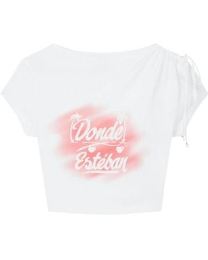 Donde Esteban Bazurto Spray Crop Top - Pink
