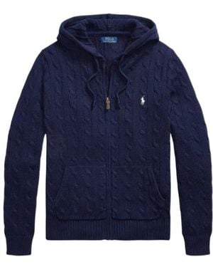 Polo Ralph Lauren Cable-Knit Full-Zip Hooded Jumper - Blue