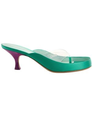 Chloé Round-Toe Stiletto Heel Sandals - Green
