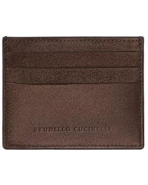 Brunello Cucinelli Suede Card Case - Brown