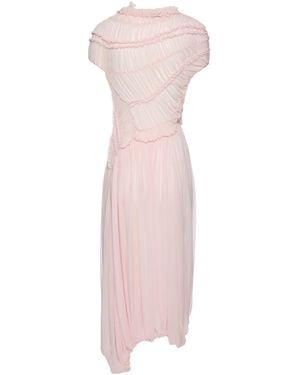 Magda Butrym Ruched Ruffled-Trim Midi Dress - Pink