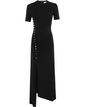 Rabanne Embellished Asymmetric Draped Midi Dress - Black